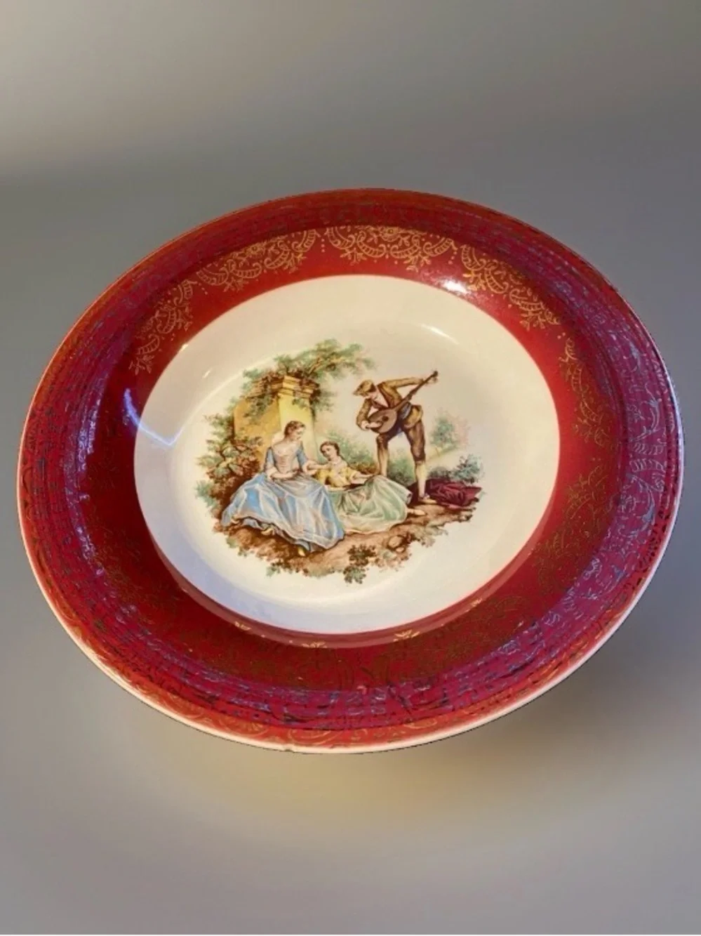 ⭐️Vintage Sebring Pottery Co. Serenade Burgundy Gold Decorative Bowl